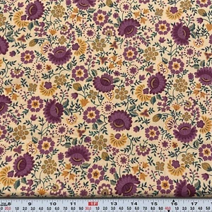 Marie Osmond 2007 Quilting Treasures Floral Beige Cotton Fabric by the HALF YARD - Picture 1 of 2