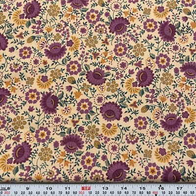 Marie Osmond 2007 Quilting Treasures Floral Beige Cotton Fabric by the HALF YARD - Image 1 of 2