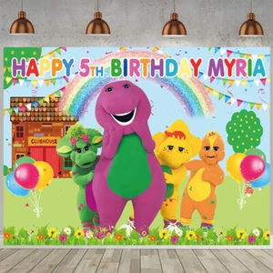 Barney and Friends Personalised Custom Banner Backdrop Party Supplies - Picture 1 of 5