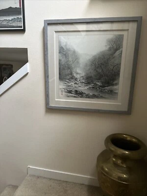 Chinese water color painting. Beautiful Gray Wood Frame. - Image 1 of 2