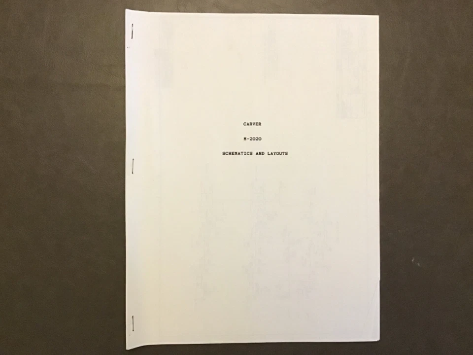 Carver M-2020 Esquemas y Diseños Manual Original Foto 1 de 1