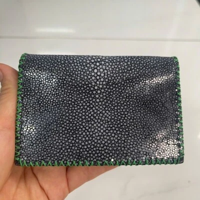 Black /GrayGenuine 100% Doubleside EXOTIC Leather Skin Men's Card Holder,Wallets - Image 1 of 4