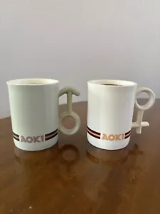 Unique-AOL1 Gender Sign Handles Tan & Sage Mug Set purchased in Tokyo, Japan New - Picture 1 of 9