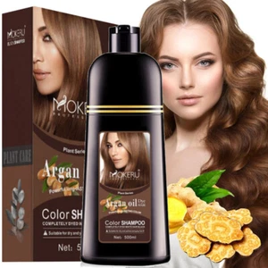 500ML Instant Brown Hair Dye Shampoo for Gray Hair, Permanent Hair Color Shampoo - Picture 1 of 13