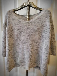 Suéter Pure Jill Jill Mujer Manga 3/4 Top Camisa Suéter Algodón Gris Grande - Imagen 1 de 7