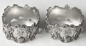 Antique Art Nouveau Lady Bust Beauty With Water Lilies Napkin Ring Matching Pair - Picture 1 of 9