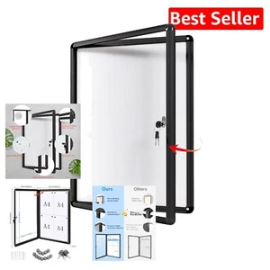 SWANCROWN 26x20 inch Lockable Magnetic Notice Board for Secure Office Display - Picture 1 of 11