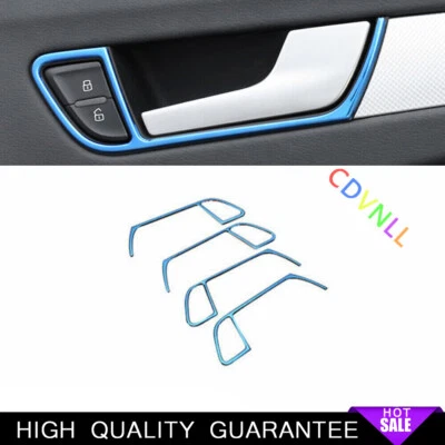 Interior Door Handle Cover Trim 4PCS Fit For Audi A4 A5 2009-2016 Blue Steels - Image 1 of 4