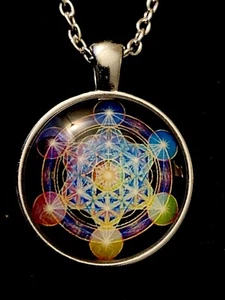 Collar colgante cabujón “chakra sánscrito” cadena plata 20 pulgadas joyería-0038 - Imagen 1 de 7