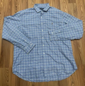 Camisa Polo Ralph Lauren Para Hombres XXL A Cuadros Calce Clásico Botón Delantero Azul - Imagen 1 de 12