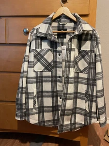 hollister coat black and white plaid women medium NWT - Picture 1 of 3