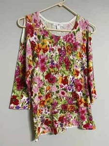 Roz and Ali leichter kalter Schulterpullover mit Blumenmuster für Damen klein - Bild 1 von 3