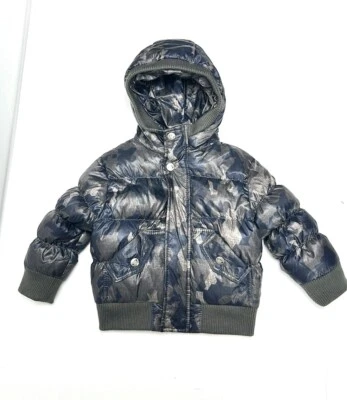 Appaman Down Hooded Winter Puffer Baby Boys Gray Navy Blue Camo 12-18 m - Image 1 of 4