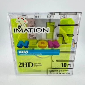 Imation Neon Diskettes 3.5" 1.44 MB IBM Formatted 2HD Floppy Disks 10 Pack New - Afbeelding 1 van 5