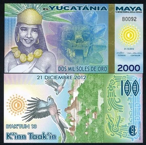 Maya, 2000 (2,000) Mil Soles De Oro, 2012, Polymer, UNC Girl, Skull, Birds F - Picture 1 of 1
