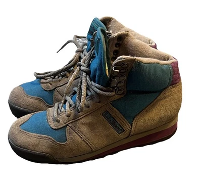 Botas de caminhada femininas vintage L.L Bean camurça tamanho 7 cinza e roxo  - Imagem 1 de 4