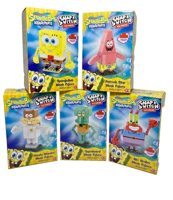 SpongeBob Snap & Switch Block Figure FULL SET Patrick Sandy Crabs Squid 596 pcs - Image 1 of 4