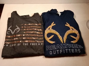 2 Real Tree Men's XL Long Sleeve Shirts Outdoors Rugged Hunting Gray, Navy - Picture 1 of 23