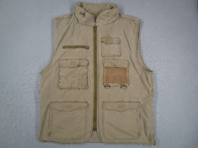 Chaleco De Colección Banana Republic Para Hombres XL Beige Lona Cremallera Safari Foto Viaje Y2K Foto 1 de 4