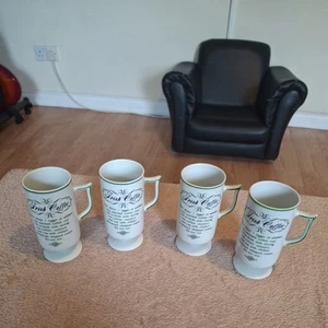 Vintage 4er Set Irish Coffee Schnapsglas Tassen & Untertassen Set Irish Coffee Rezept - Bild 1 von 14