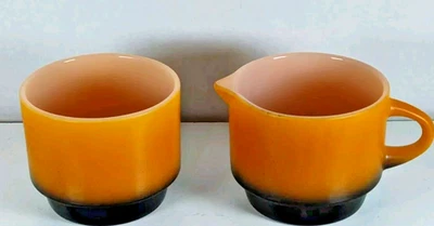 Antiga tigela de açúcar preta laranja âncora e creme núcleo retrô utensílios de jantar  - Imagem 1 de 4