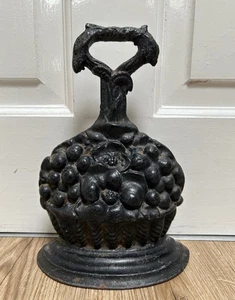 Antique Cast Iron Door Stop Cross Ltd No 95 Harvest Bowl Of Fruit Design Home - Picture 1 of 11