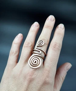 Adjustable copper ring, Pure Copper Wrap Ring, Handmade Copper Women Jewelry - Picture 1 of 3