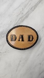 Vintage Leather Dad Belt Buckle Western - Picture 1 of 4