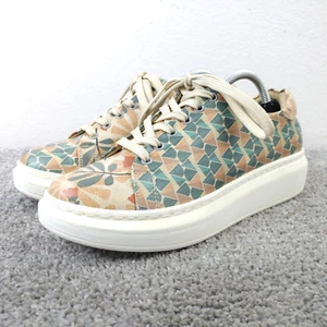 DOGO Shoes Womens Size 37 EU Sneakers Vegan Leather Tan Geometric Platform - Picture 1 of 9