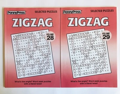 Lot of 2 Zig Zag Zigzag Word Seek Search Find Bent and wiggly books Penny Press