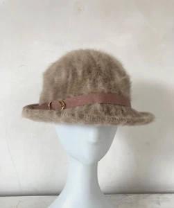 Fedora de piel vintage de mezcla de angora diseño KANGOL beige talla única hecho en Inglaterra - Imagen 1 de 7