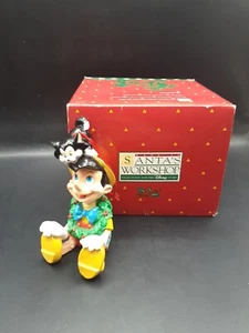 Vintage Disney Store Santas Workshop Pinocchio & Figaro Christmas Ornament w/Box - Picture 1 of 12