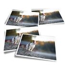 4x Rectangle Stickers - Jack Russell Terrier Lake House #45424