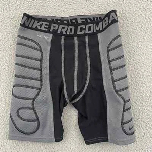Nike Pro Combat Shorts Boys Large Youth Gray Dri-Fit Padded Baseball Active - Picture 1 of 8