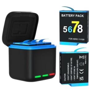 For GoPro Hero 8/7/6/5 Battery Charger Box 2000mAh Battery 3 Ways Fast Charger - Picture 1 of 4