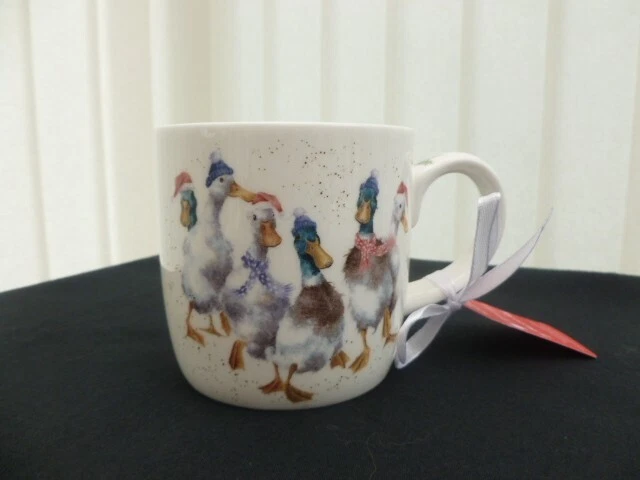 Royal Worcester Wrendale By Hannah Dale Christmas Duck The Halls Bird Mug New