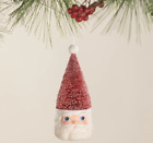 5.5" Bethany Lowe Red Bottlebrush Tree Santa Head Ornament Retro Christmas Decor