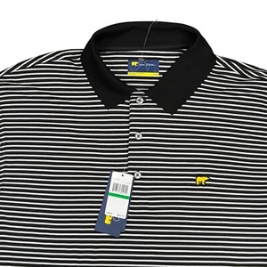 Jack Nicklaus Polo Shirt Mens Large L Black Striped Golf Golden Bear Stretch NWT - Picture 1 of 11