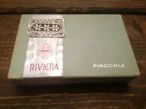 Vintage Riviera Congress Brand Pinochle Cards in Original Box Tin Decal on Box  - Picture 1 of 12