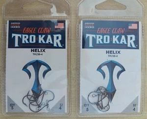 Rare Eagle Claw Trokar Helix TK230-4  Size 4 Qty 5  Lot of 2 Packages - Picture 1 of 2