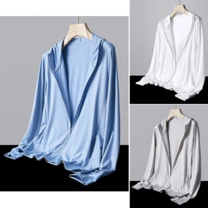 Mens Sun Skin Protection Jackets Hoodie Long Sleeve Outdoor Sports Tops UPF 50+ - Picture 1 of 18