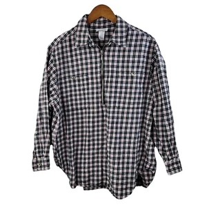 Vintage Y2K Plaid Pullover Top Shacket Plus size 1X 16W 1/2 Zip up Flannel - Picture 1 of 6