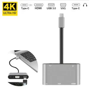 USB C Hub 5-in-1 Adapter 4K USB C auf HDMI VGA Typ-C USB Kopfhörer Buchse Adapter - Bild 1 von 7