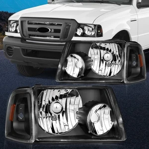 Fits 2001-2011 Ford Ranger Headlamps Assembly Front Black Housing Headlights - Picture 1 of 7