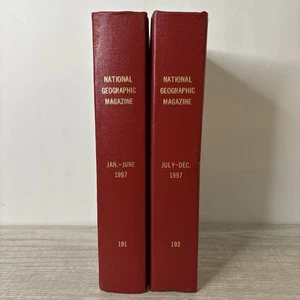 National Geographic 1997 Complete 12 Month Issues in 2 Bound Volumes Hardback - Picture 1 of 4