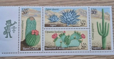 USPS Scott #1942-5  CACTI  Zip  Block of 4, 20 Cent Stamps MINT OGNH  1981 - Image 1 of 2