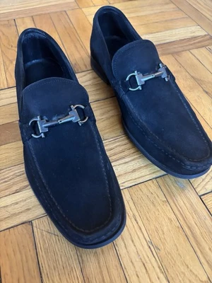 Salvatore Ferragamo Horse Bit Suede Leather Loafers Italy Black • Men's Size 9.5 - Image 1 of 4