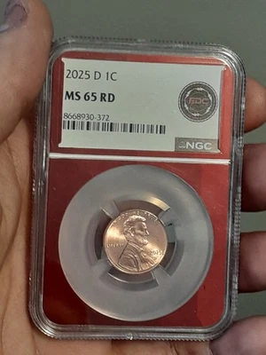 2025- D Lincoln Shield Cent Penny NGC MS 65 RD EDC Red Core Last Year - Image 1 of 4