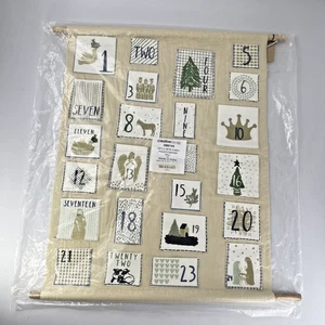 Neu Baumwolle Adventskalender 23" aus Indien versiegelt Holzdübel rustikaler Stil Farmho - Bild 1 von 11