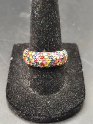 Anillo pavé zafiro multicolor de plata de ley EFFY Splash talla 7  Foto 1 de 4